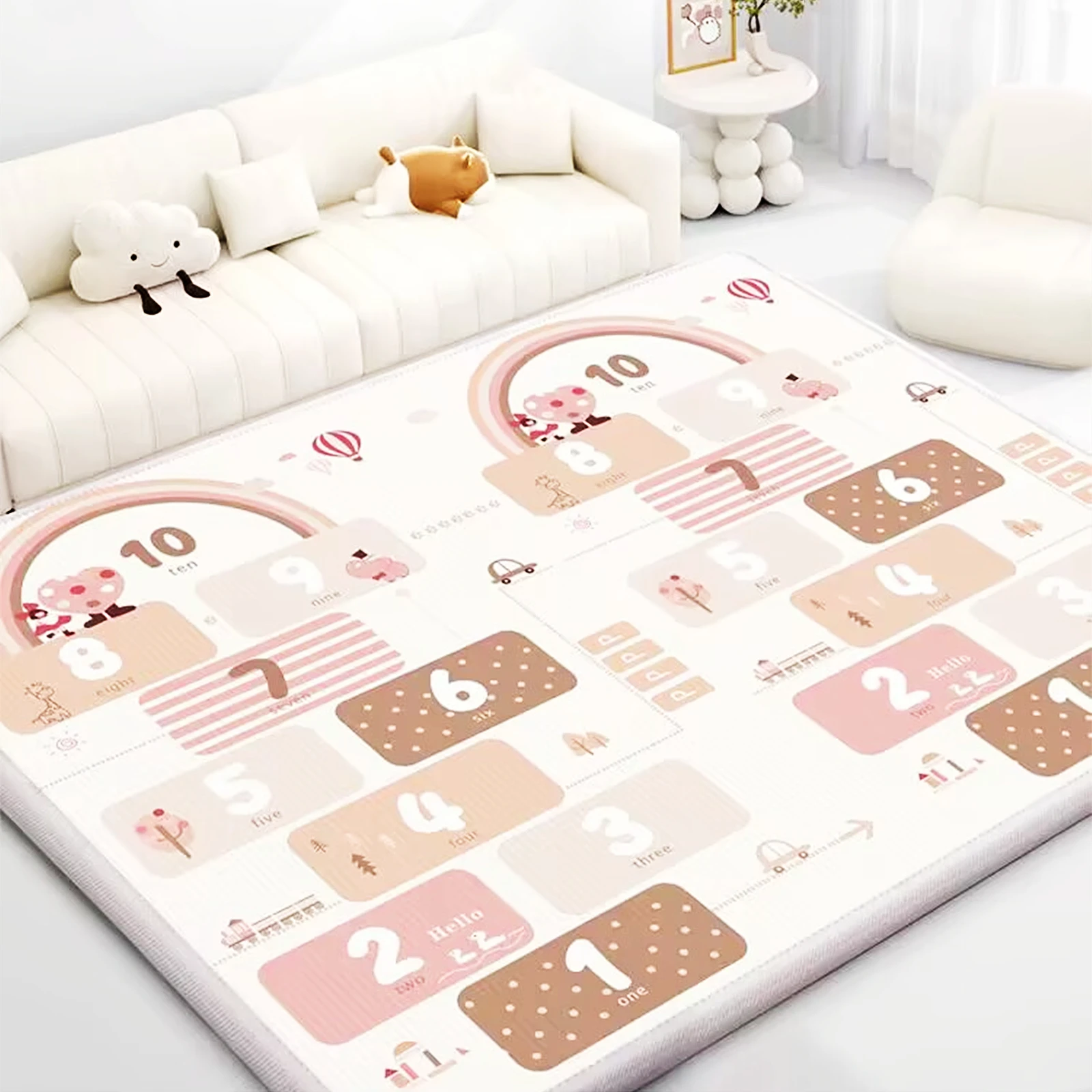 Baby Nursery Mat - 厚さ1/0.5cmの子供用パターンベビープレイマット、保育園用教育カーペット、クライミングパッド、キッズラグ、アクティビティゲームおもちゃ
