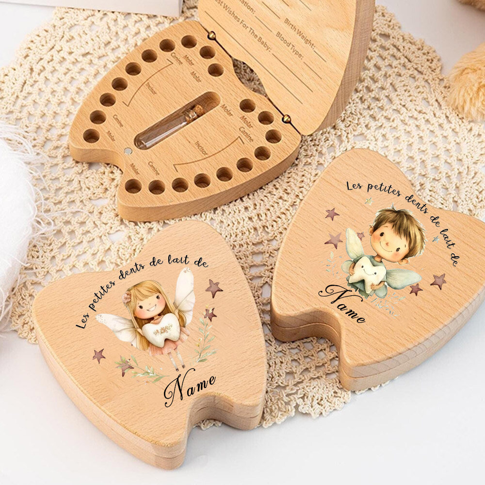 Baby Keepsake Box - パーソナライズされた歯の妖精ボックス 乳歯保管ボックス 歯の妖精ホルダー 新生児ギフト 子供の誕生日プレゼント 新生児ギフト