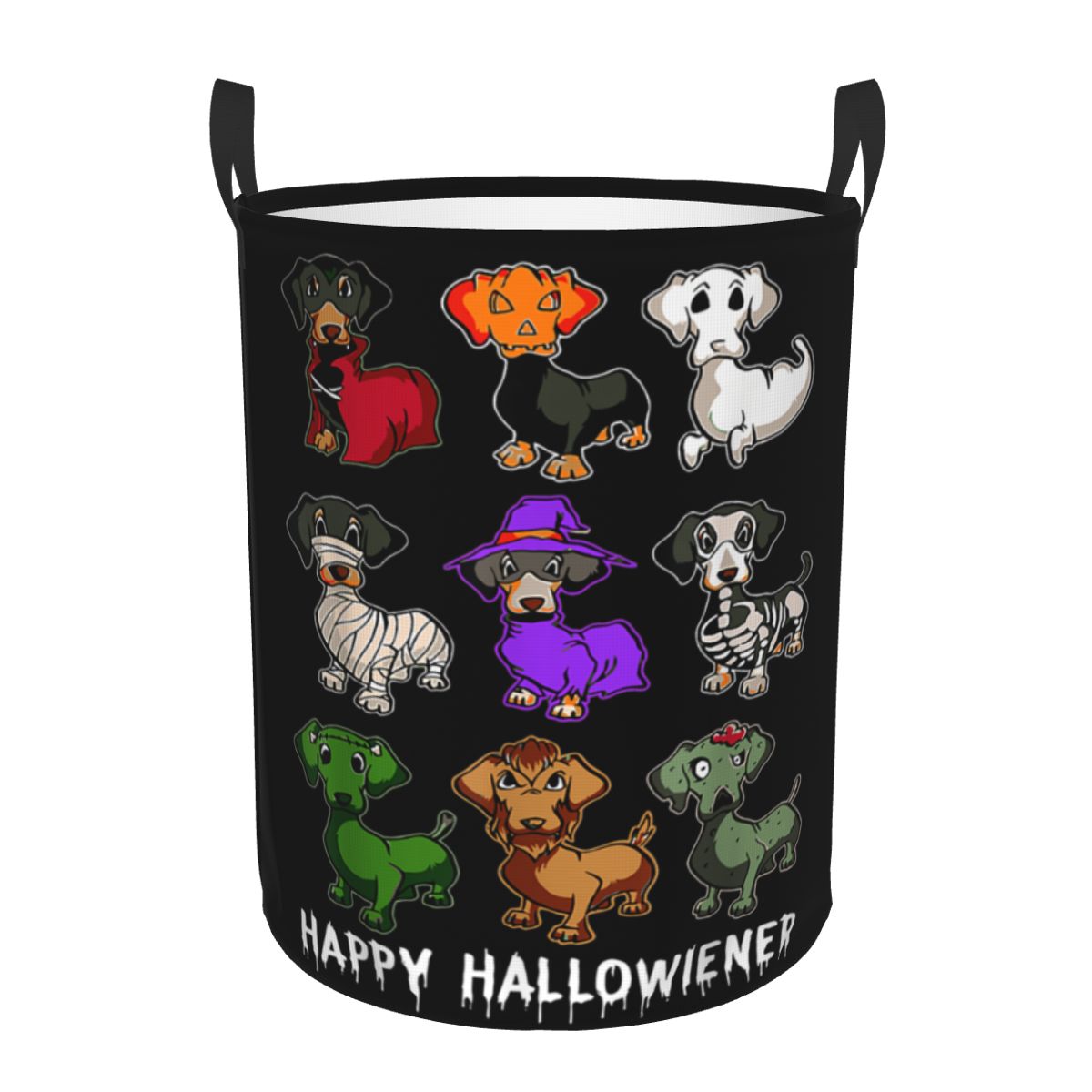 Baby Nursery Laundry Hamper - ハッピーハロウィン 面白いダックスフント ハロウィンランドリーバスケット 折りたたみ式ベビーハンパー 保育園のおもちゃオーガナイザー収納ビン