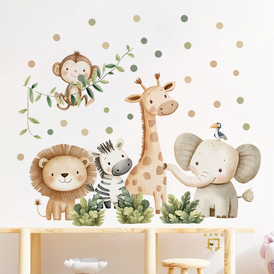自由奔放に生きる森の動物ウォールステッカーキッズルーム用男の - Baby Nursery Elephant のレビューと価格