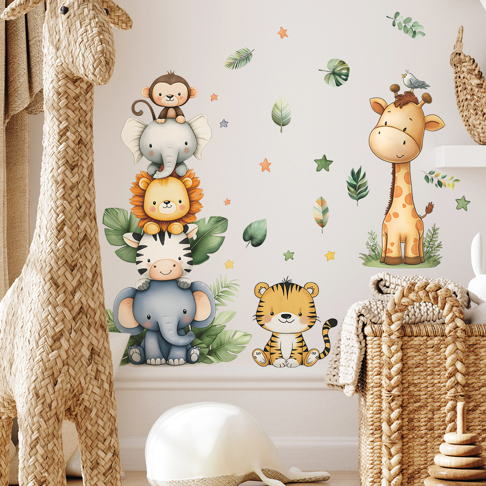 自由奔放に生きる森の動物ウォールステッカーキッズルーム用男の - Baby Nursery Elephant のレビューと価格