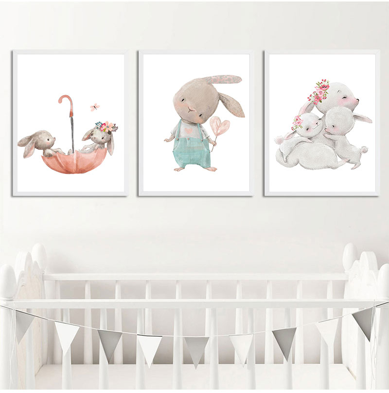 1PC フレームレス装飾アートプリント、クマウサギアートキャ - Baby Nursery Paintings のレビューと価格