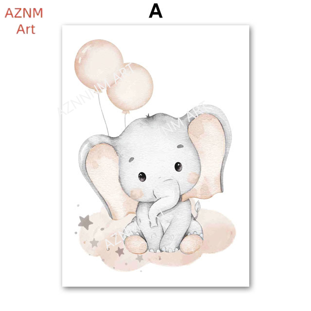 象バルーン虹月星雲スイングベビーキッズポスター壁アート保育園 - Baby Nursery Elephant のレビューと価格