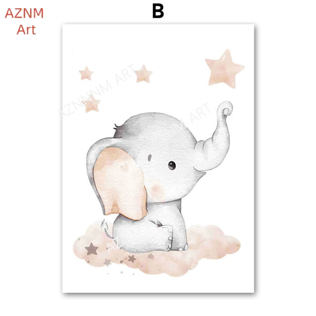 象バルーン虹月星雲スイングベビーキッズポスター壁アート保育園 - Baby Nursery Elephant のレビューと価格