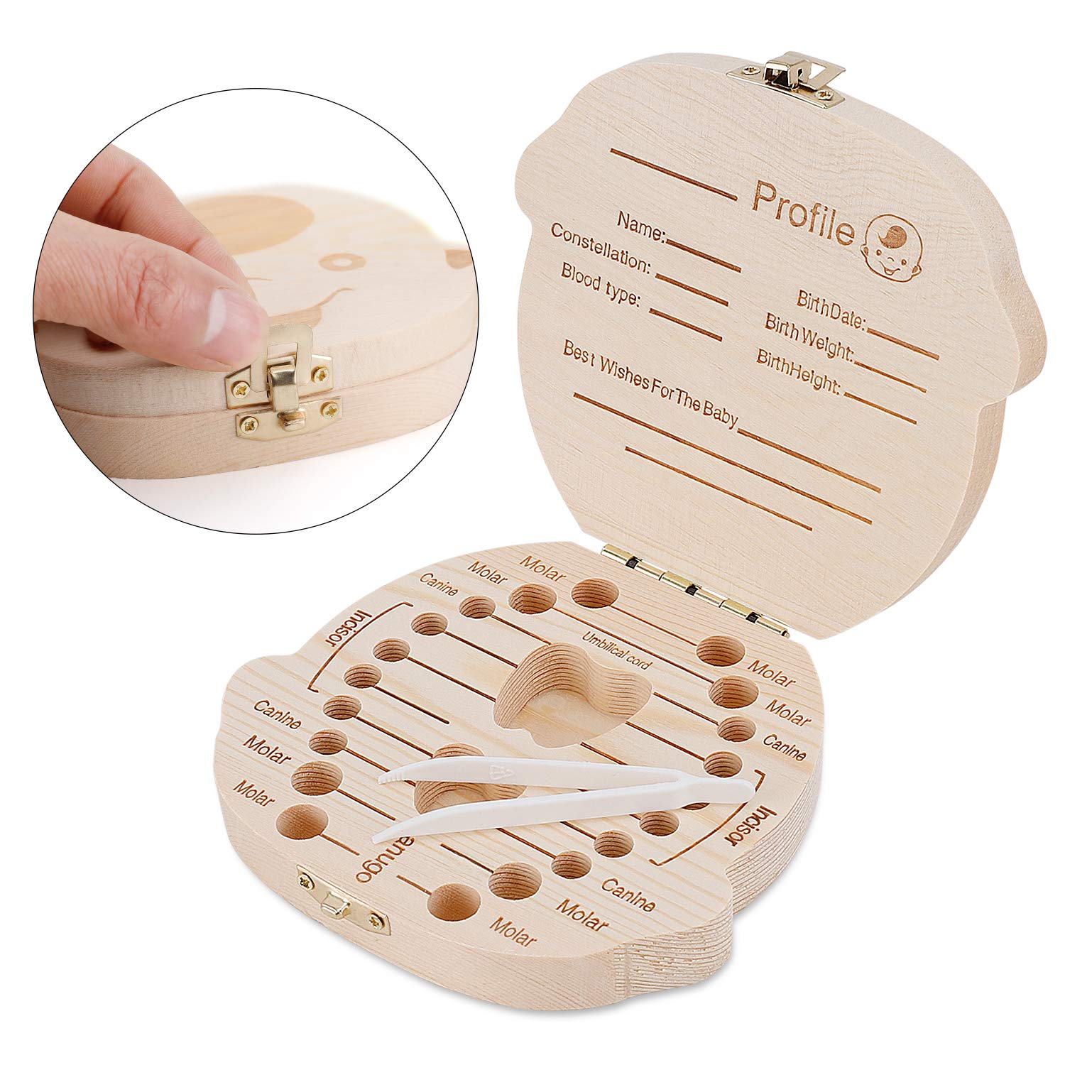1個入り 新デザイン パイン材製 乳歯ケース 蓋付き 赤ちゃ - Baby Keepsake Box のレビューと価格