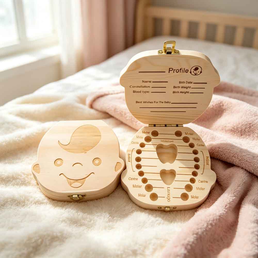 vvocciドイツ製木製乳歯オーガナイザー収納ギフト記念品男 - Baby Keepsake Box のレビューと価格