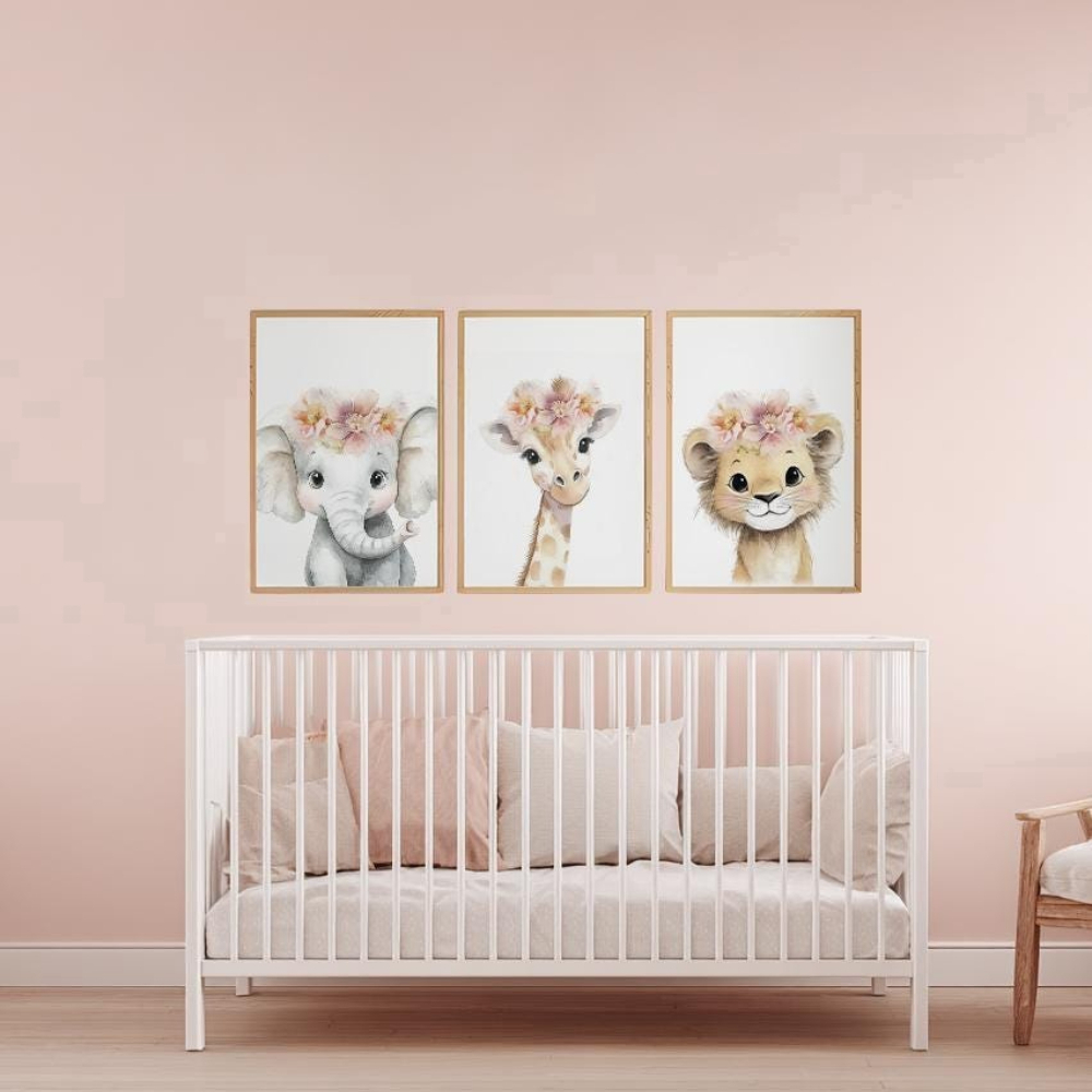 ベビーガール保育園用ウォールアートセット サファリアニマル  - Baby Nursery Elephant のレビューと価格