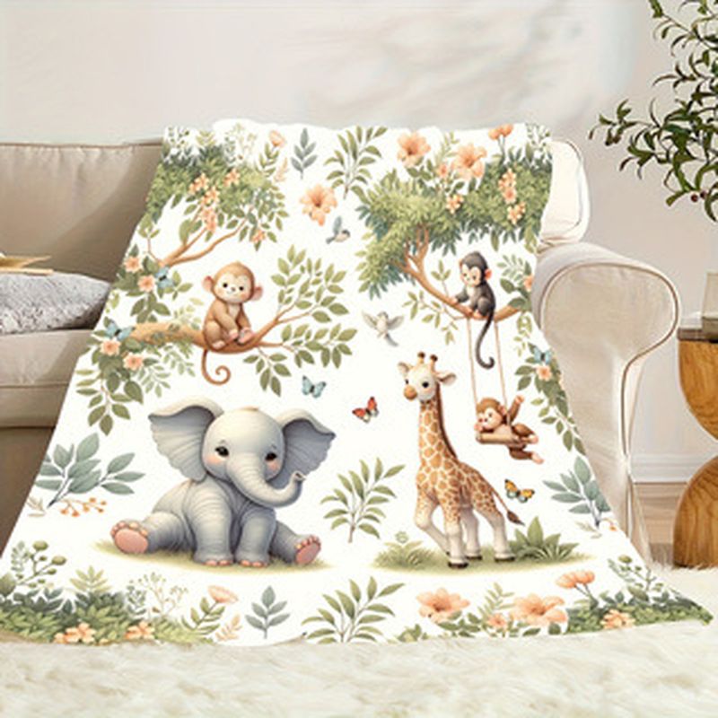 VIKAMA 水彩画ジャングル動物ベビーブランケット象キリン - Baby Nursery Elephant のレビューと価格