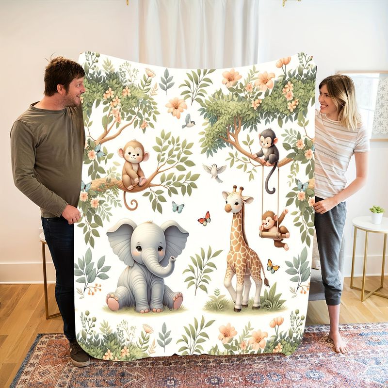 VIKAMA 水彩画ジャングル動物ベビーブランケット象キリン - Baby Nursery Elephant のレビューと価格
