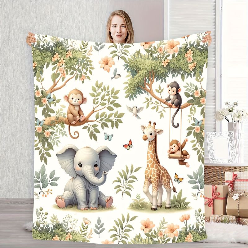 VIKAMA 水彩画ジャングル動物ベビーブランケット象キリン - Baby Nursery Elephant のレビューと価格