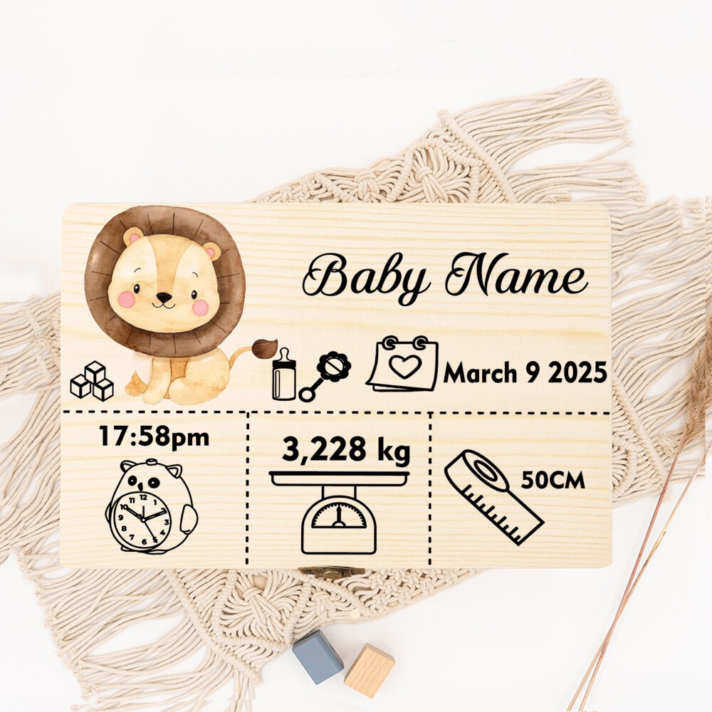 かわいい森の動物の収納ボックス 名前付き 木製記念品ボックス - Baby Keepsake Box のレビューと価格