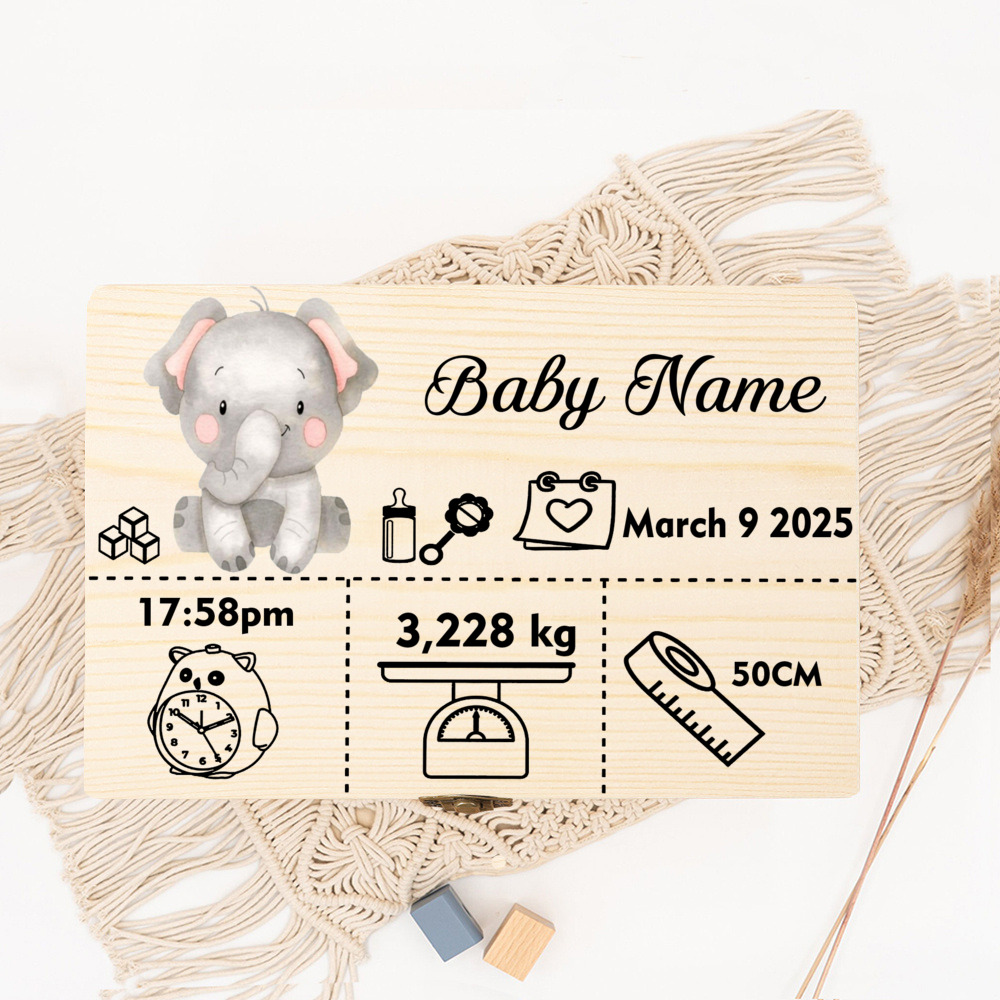 かわいい森の動物の収納ボックス 名前付き 木製記念品ボックス - Baby Keepsake Box のレビューと価格