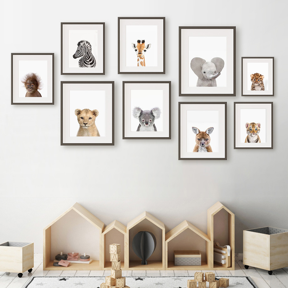 1枚のフレームレスキャンバス絵画、赤ちゃん動物保育園の壁飾り - Baby Zoo Nursery のレビューと価格