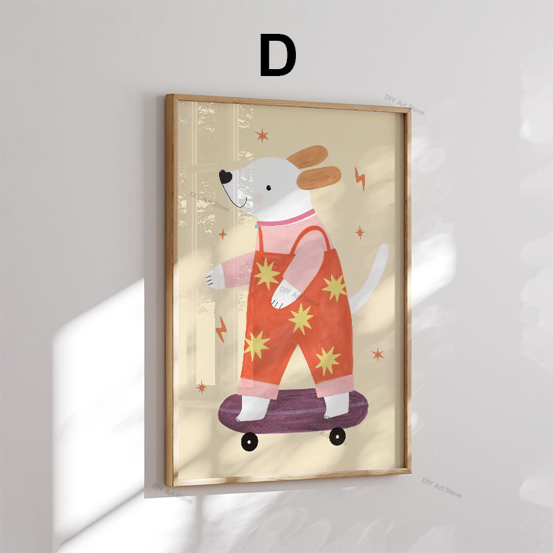 面白い漫画の動物の保育園用ウォールアートキャンバス絵画、クマ - Baby Nursery Paintings のレビューと価格