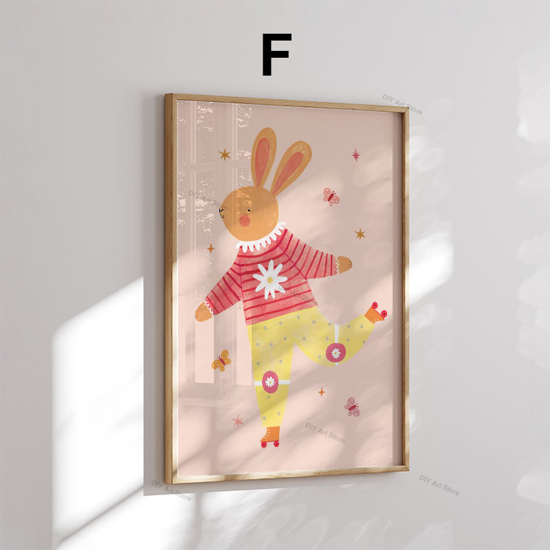 面白い漫画の動物の保育園用ウォールアートキャンバス絵画、クマ - Baby Nursery Paintings のレビューと価格
