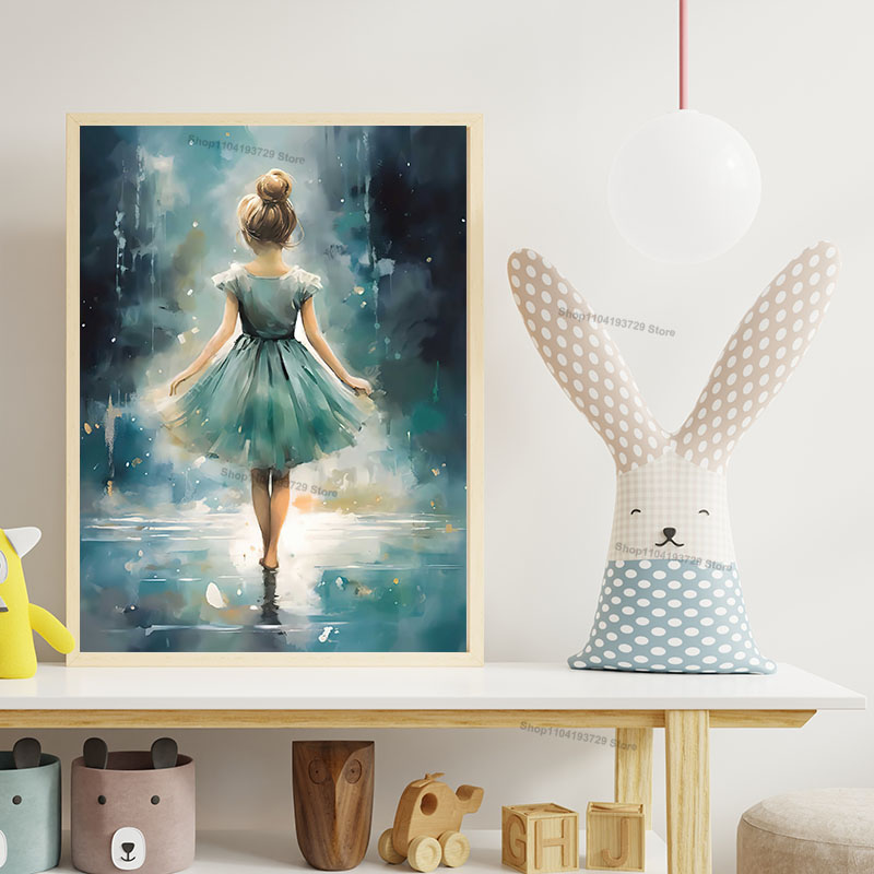 水彩バレエ少女靴チェロ保育園壁アートキャンバス絵画北欧ポスタ - Baby Nursery Paintings のレビューと価格