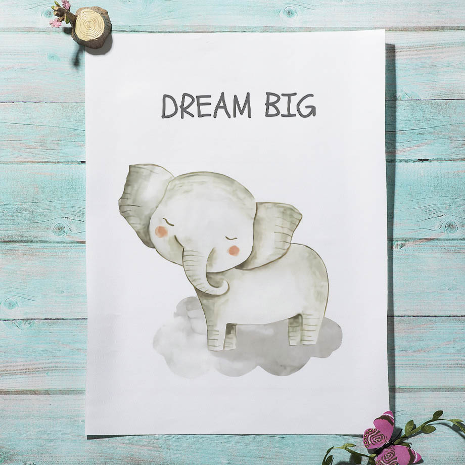 保育園壁アートキャンバス絵画ライオン象キリンゼブラタイガー北 - Baby Nursery Elephant のレビューと価格