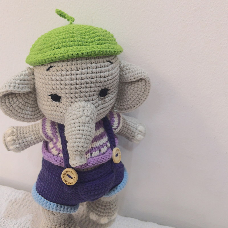 手作りニットの柔らかい編みぐるみ象のぬいぐるみ - 手作りの - Baby Nursery Elephant のレビューと価格