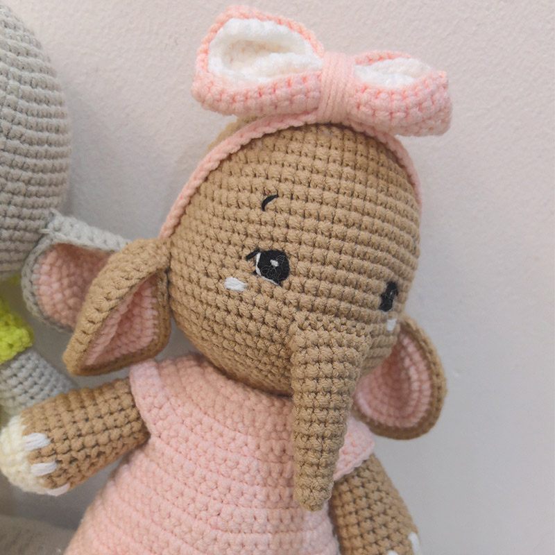 手作りのかぎ針編みの象のカップルのぬいぐるみ - かわいい柔 - Baby Nursery Elephant のレビューと価格