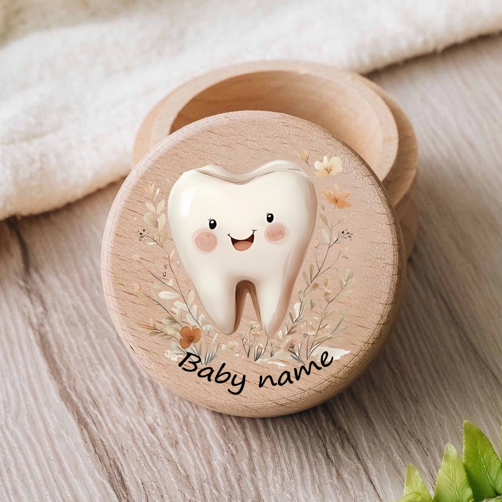 パーソナライズされた赤ちゃんの最初の歯木製歯ボックス乳歯収納 - Baby Keepsake Box のレビューと価格