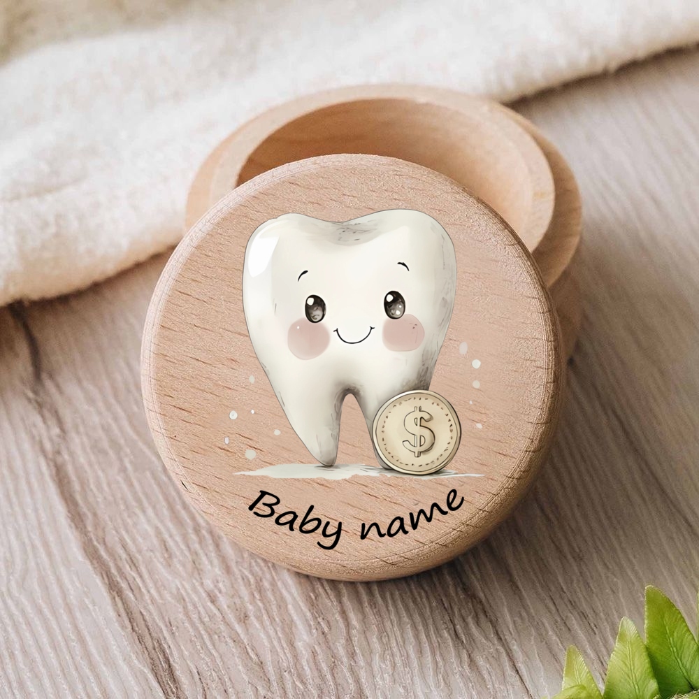 パーソナライズされた赤ちゃんの最初の歯木製歯ボックス乳歯収納 - Baby Keepsake Box のレビューと価格