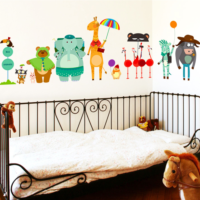 動物園の形をした子供のための動物のウォールステッカー,子供部 - Baby Zoo Nursery のレビューと価格