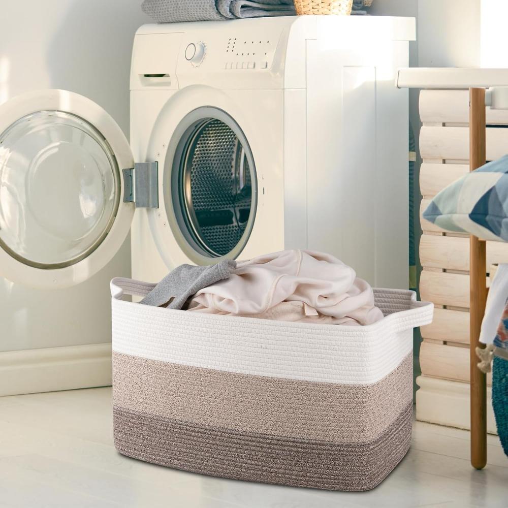 特大65L織り収納バスケット、コットンロープブランケットバス - Baby Nursery Laundry Hamper のレビューと価格