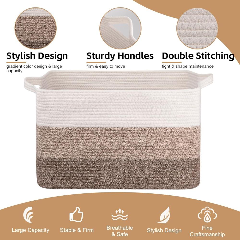 特大65L織り収納バスケット、コットンロープブランケットバス - Baby Nursery Laundry Hamper のレビューと価格