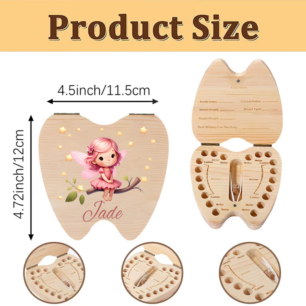 パーソナライズされた歯の妖精木製ボックス カスタム記念品ボッ - Baby Keepsake Box のレビューと価格