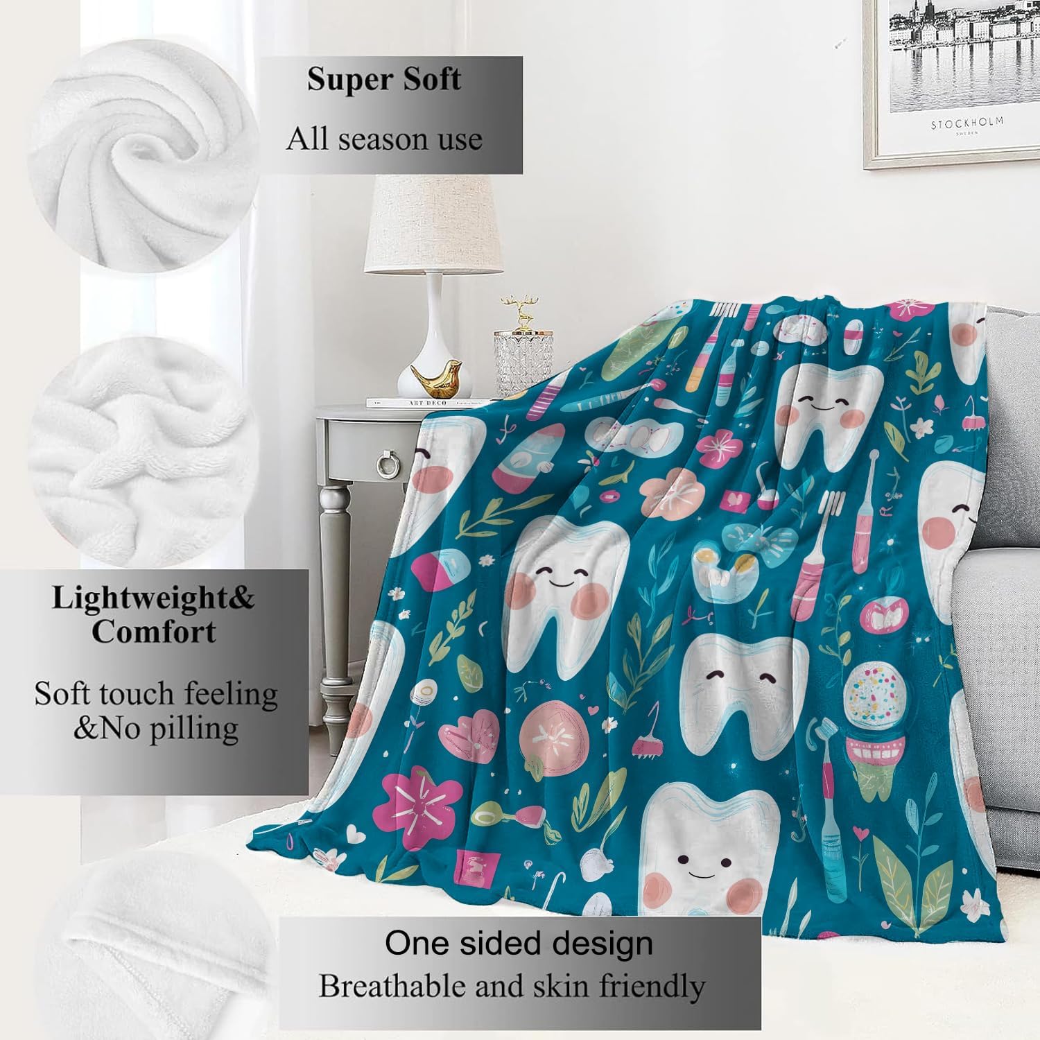 かわいい歯のデンタルプリントスローブランケット子供用ベビー保 - Baby Nursery In Hospital のレビューと価格