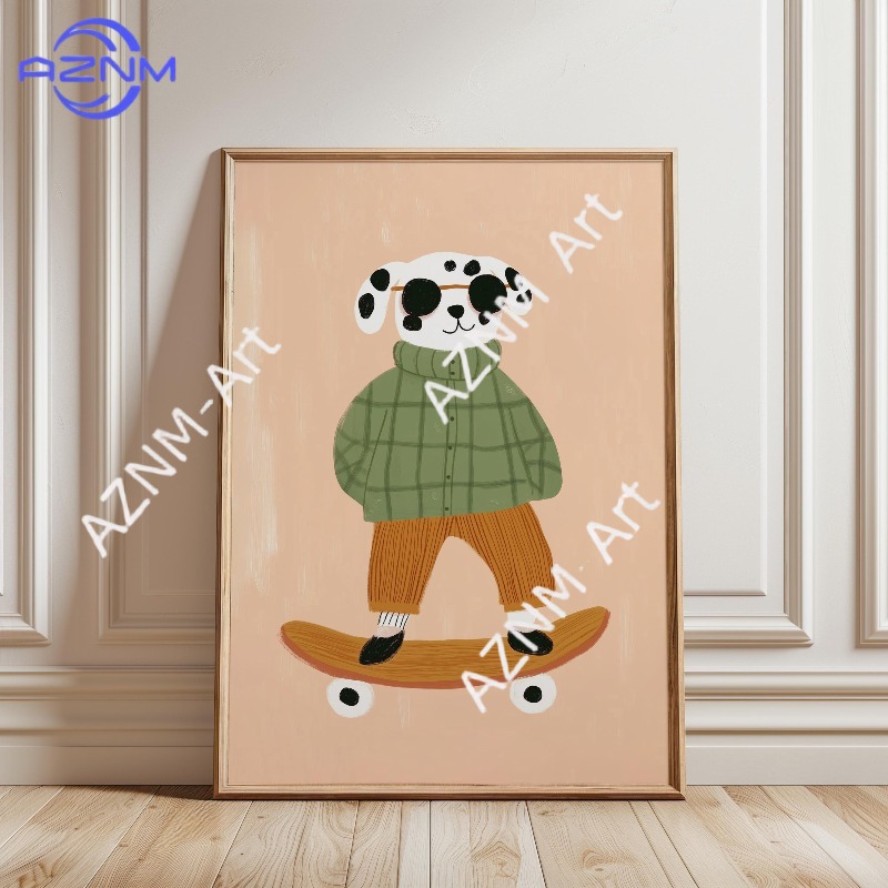 1PC 面白い動物スケートボードポスタートレンディなガチョウ - Baby Nursery Paintings のレビューと価格