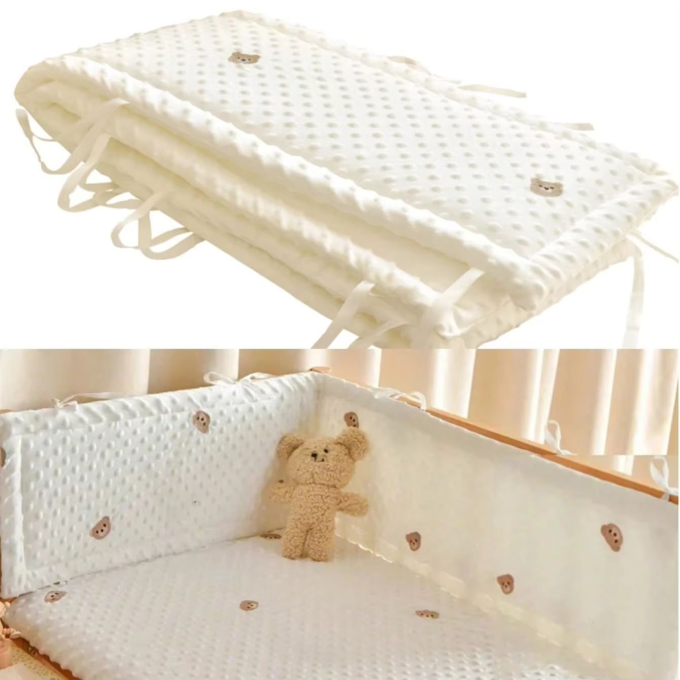 ソリッドカラーベビーベッドフェンス綿製ベッド保護柵厚みのある - Baby Nursery Glider のレビューと価格