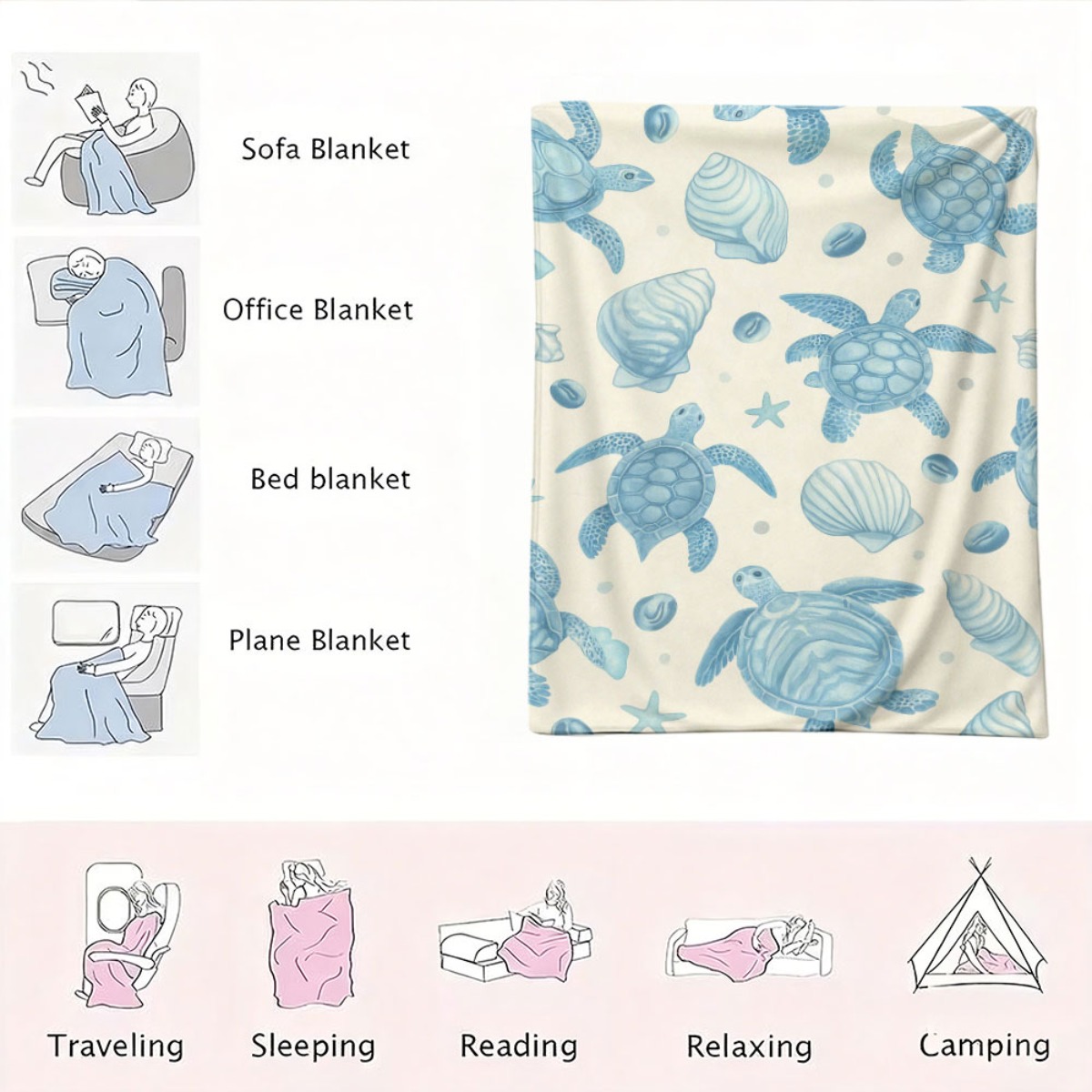 かわいい海のテーマのタートルビーチブランケット、保育園の装飾 - Baby Nursery In Hospital のレビューと価格