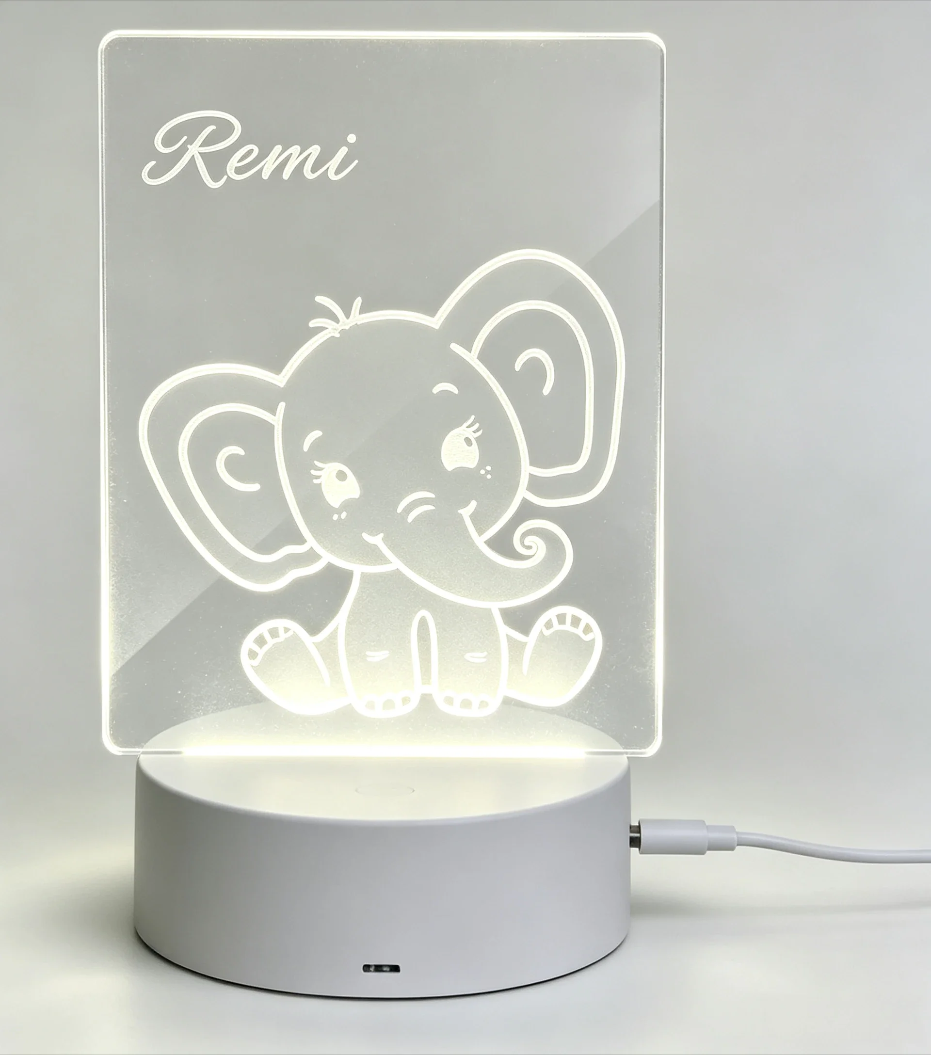 カスタムネーム入りキュートな赤ちゃん象のシルエットアクリルナ - Baby Nursery Elephant のレビューと価格
