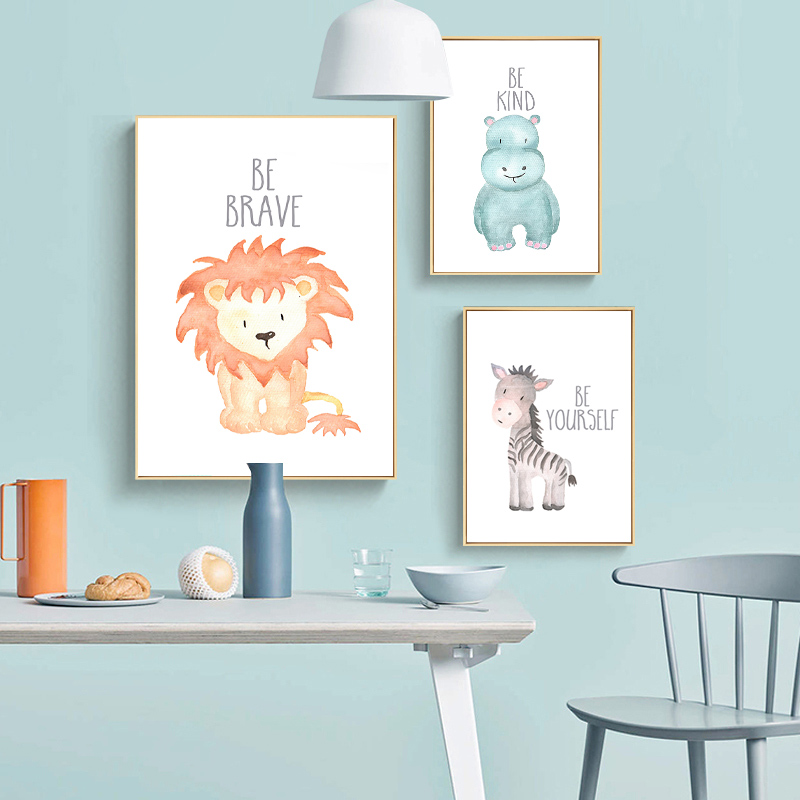 子供部屋の装飾用のキャンバスに北欧の絵画、動物のデザインの壁 - Baby Nursery Elephant のレビューと価格